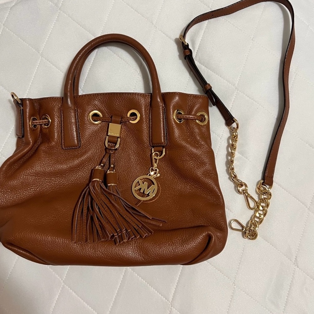 Michael Kors Brown and Gold Shoulder Bag with Tassels